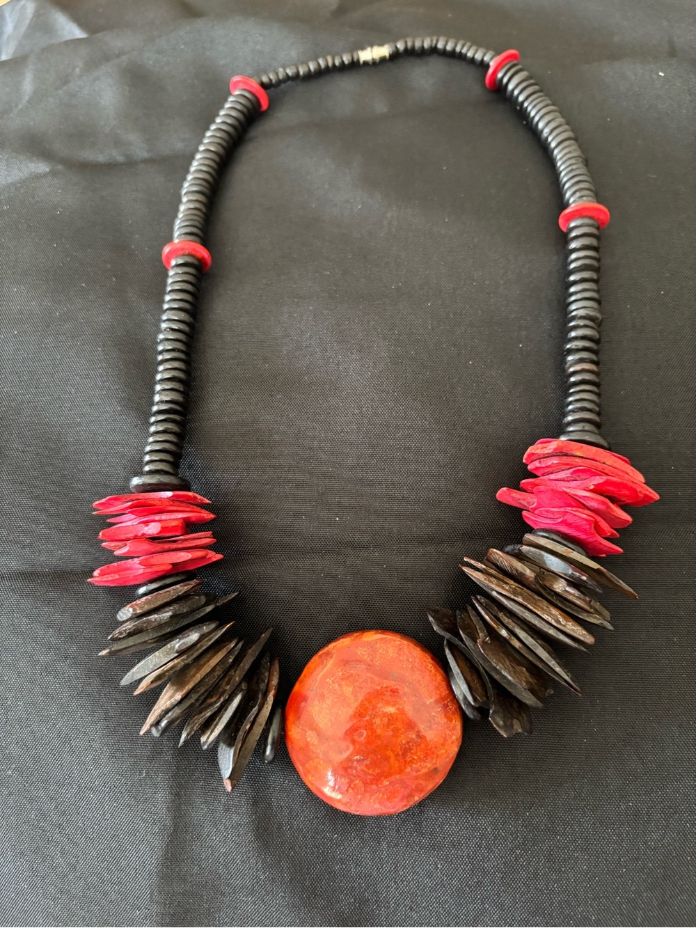 Handcrafted Red and Black Statement Necklace - Women Jewelry